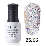 HNM Glitter Diamond 8ml UV Gel Nail Polish Semi Permanent Painting Gellak Shiny Lucky Lacquer Enamel Stamping Base Top Coat