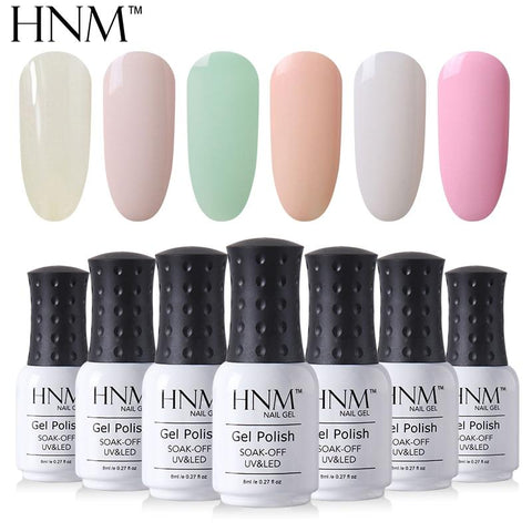 HNM Light Color Series 8ML Nail Polish Hybrid Lacquer Gel Varnishes Soak-Off UV Gel Polish Primer Nail Art Base Top GelLak ink
