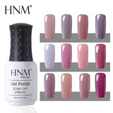 HNM Nude 12 Colors Semi Permanent Hybrid Varnish UV Gel Nail Polish Soak Off 8ML Stamping Enamel Painting Gellak LED Lamp Gel