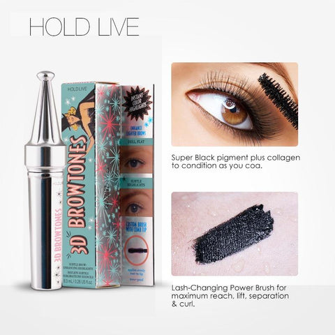 HOLD LIVE 3D Fiber Lashes Mascara Volume Waterproof Lengthening Mascaras Black Color Natural False Lash Eyes Cosmetics Make Up