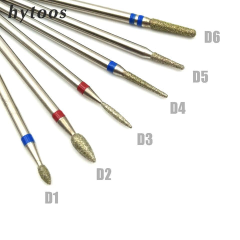 HYTOOS 11 Type Diamond Nail Drill Bit 3/32" Rotary Burr Milling Cutter Bits For Manicure Electric Drill Accessories Nail Tools