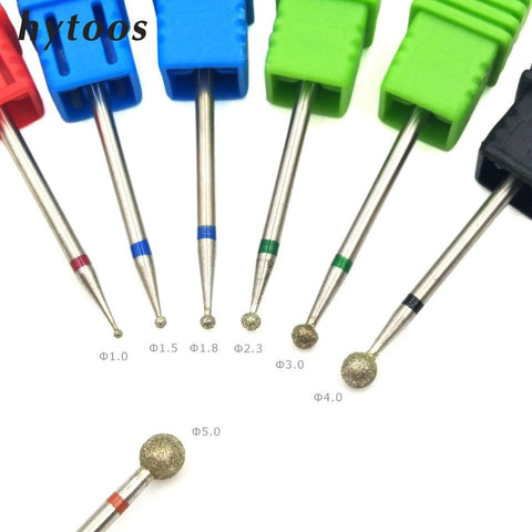 HYTOOS 6 Size Ball Diamond Nail Drill Bit Rotary Burr Cuticle Clean Electric Bits For Manicure Drill Accessories Nail Mills