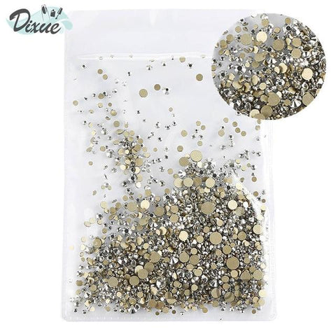 High Brightness Mixed Size 1000 / Pack Crystal Transparent AB Non-Thermal Modification Flat Bottom Diamond Nail 3D Nail Art 350