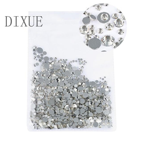 High Brightness Mixed Size 1000 / Pack Crystal Transparent AB Non-Thermal Modification Flat Bottom Diamond Nail 3D Nail Art 350
