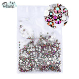 High Brightness Mixed Size 1000 / Pack Crystal Transparent AB Non-Thermal Modification Flat Bottom Diamond Nail 3D Nail Art 350