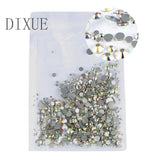 High Brightness Mixed Size 1000 / Pack Crystal Transparent AB Non-Thermal Modification Flat Bottom Diamond Nail 3D Nail Art 350