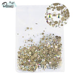 High Brightness Mixed Size 1000 / Pack Crystal Transparent AB Non-Thermal Modification Flat Bottom Diamond Nail 3D Nail Art 350