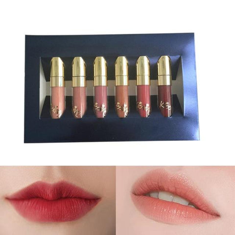 High Quality BEAUTY GLAZED 6Pcs/Set Lipstick Lip Gloss Matte Long-lasting Waterproof Makeup Tools 2018 New  88