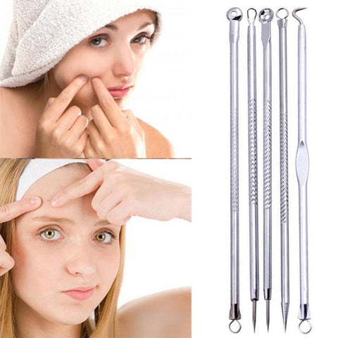 Hot 5 Pcs Pimple Blemish Comedone Acne Extractor Remover Tool Set Stainless Steel makeup remover removedor de maquiagem Anne