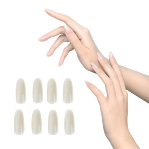 Hot 50Pcs/Pack Natural White Ultra-Thin False Nail Tips Round Tip Acrylic Full Cover Manicure Fake Nails False Nail Tips