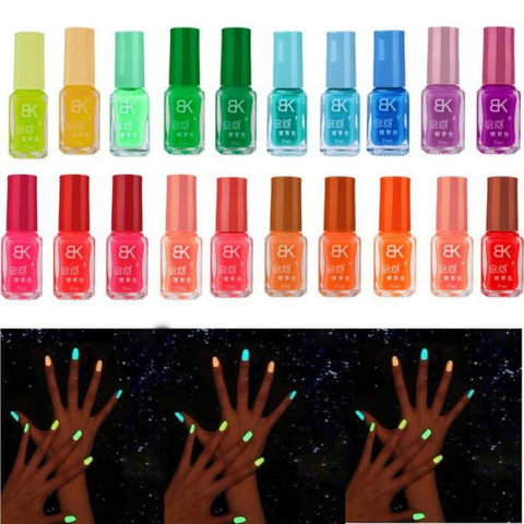 Hot Fashion Women Children 7ml Nail Polish Non-toxic 20 colors Fluorescent Neon Luminous Gel Nail Polish for Glow in Dark