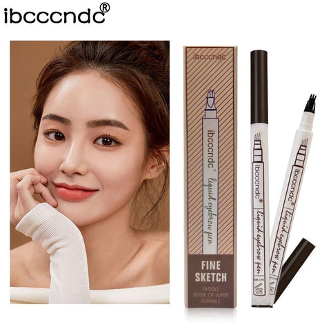 Hot Sale 3 Colors Fine Sketch Liquid Eyebrow Pen Waterproof Tattoo Super Durable Microblading Eye Brow Pencil Smudge-proof