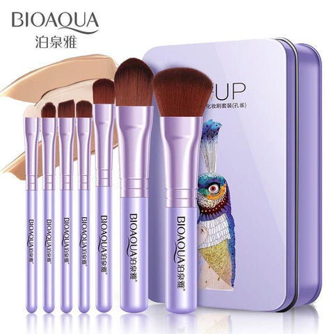 Hot Sale BIOAQUA 7Pcs Makeup Brushes Set Eye Lip Face Foundation Make Up Brush Kit Soft Fiber Hair Tools JLRS 2018