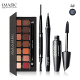 IMAGIC 4PCS  Cosmetics Makeup Black Color Mascara  Eyeliner Pencil 14 Colors Glitter  Eyeshadow with Eyebrow Pen