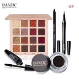 IMAGIC 5PCS Shimmer Matte 16  Colors Eyeshadow Palette Black Color Mascara Liquid Eyeliner Pencil with Eyebrow