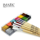 IMAGIC Halloween Face Body Paint Oil Painting Art Make Up Set Tools Party Fancy Dress 12 Flash Tattoo Color+6pcs Paint Brush