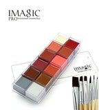 IMAGIC Halloween Face Body Paint Oil Painting Art Make Up Set Tools Party Fancy Dress 12 Flash Tattoo Color+6pcs Paint Brush