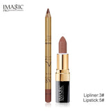 IMAGIC New 2Pcs Easy Waterproof  Makeup  Lipliner Pencil  Matte Lipstick  Makeup Set