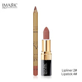 IMAGIC New 2Pcs Easy Waterproof  Makeup  Lipliner Pencil  Matte Lipstick  Makeup Set