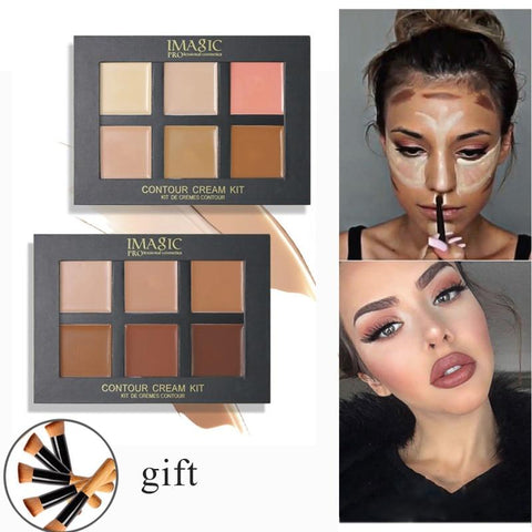 IMAGIC Professional Concealer Palette Contouring Makeup Cosmetic Facial Care Cream Palette 6 Colors Cream Contour Palette