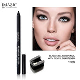 Imagic Brand  1pcs Black Waterproof Eyeliner Pen Pencil Makeup Beauty Cosmetic Tool+1pcs Pencil sharpener