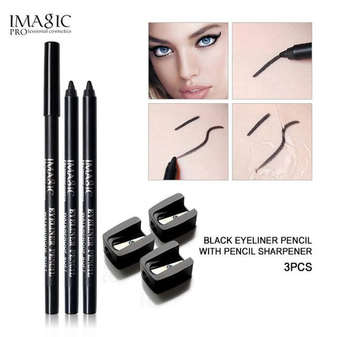 Imagic Brand  1pcs Black Waterproof Eyeliner Pen Pencil Makeup Beauty Cosmetic Tool+1pcs Pencil sharpener