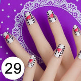 JQ 24pcs Full Cover Fake Nail Art Design With Nail Adhesive Glue Tab 10 Sizes Acrylic Press On Nail Tips False Nail Faux Ongles