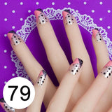 JQ 24pcs Full Cover Fake Nail Art Design With Nail Adhesive Glue Tab 10 Sizes Acrylic Press On Nail Tips False Nail Faux Ongles