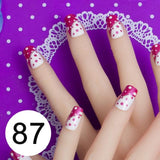 JQ 24pcs Full Cover Fake Nail Art Design With Nail Adhesive Glue Tab 10 Sizes Acrylic Press On Nail Tips False Nail Faux Ongles