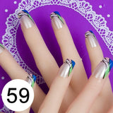 JQ 24pcs Full Cover Fake Nail Art Design With Nail Adhesive Glue Tab 10 Sizes Acrylic Press On Nail Tips False Nail Faux Ongles