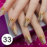 JQ 24pcs Full Cover Fake Nail Art Design With Nail Adhesive Glue Tab 10 Sizes Acrylic Press On Nail Tips False Nail Faux Ongles