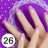 JQ 24pcs Full Cover Fake Nail Art Design With Nail Adhesive Glue Tab 10 Sizes Acrylic Press On Nail Tips False Nail Faux Ongles