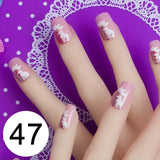 JQ 24pcs Full Cover Fake Nail Art Design With Nail Adhesive Glue Tab 10 Sizes Acrylic Press On Nail Tips False Nail Faux Ongles