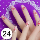JQ 24pcs Full Cover Fake Nail Art Design With Nail Adhesive Glue Tab 10 Sizes Acrylic Press On Nail Tips False Nail Faux Ongles
