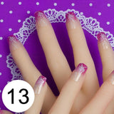 JQ 24pcs Full Cover Fake Nail Art Design With Nail Adhesive Glue Tab 10 Sizes Acrylic Press On Nail Tips False Nail Faux Ongles