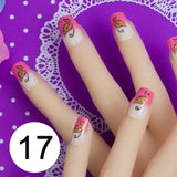JQ 24pcs Full Cover Fake Nail Art Design With Nail Adhesive Glue Tab 10 Sizes Acrylic Press On Nail Tips False Nail Faux Ongles
