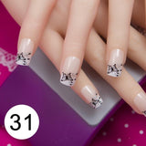 JQ 24pcs Full Cover Fake Nail Art Design With Nail Adhesive Glue Tab 10 Sizes Acrylic Press On Nail Tips False Nail Faux Ongles