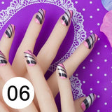 JQ 24pcs Full Cover Fake Nail Art Design With Nail Adhesive Glue Tab 10 Sizes Acrylic Press On Nail Tips False Nail Faux Ongles