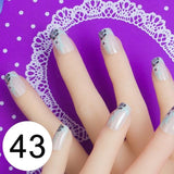 JQ 24pcs Full Cover Fake Nail Art Design With Nail Adhesive Glue Tab 10 Sizes Acrylic Press On Nail Tips False Nail Faux Ongles