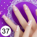 JQ 24pcs Full Cover Fake Nail Art Design With Nail Adhesive Glue Tab 10 Sizes Acrylic Press On Nail Tips False Nail Faux Ongles