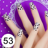 JQ 24pcs Full Cover Fake Nail Art Design With Nail Adhesive Glue Tab 10 Sizes Acrylic Press On Nail Tips False Nail Faux Ongles