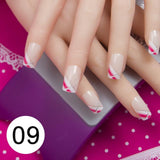 JQ 24pcs Full Cover Fake Nail Art Design With Nail Adhesive Glue Tab 10 Sizes Acrylic Press On Nail Tips False Nail Faux Ongles