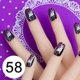 JQ 24pcs Full Cover Fake Nail Art Design With Nail Adhesive Glue Tab 10 Sizes Acrylic Press On Nail Tips False Nail Faux Ongles