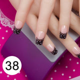 JQ 24pcs Full Cover Fake Nail Art Design With Nail Adhesive Glue Tab 10 Sizes Acrylic Press On Nail Tips False Nail Faux Ongles