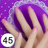 JQ 24pcs Full Cover Fake Nail Art Design With Nail Adhesive Glue Tab 10 Sizes Acrylic Press On Nail Tips False Nail Faux Ongles