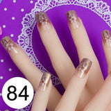 JQ 24pcs Full Cover Fake Nail Art Design With Nail Adhesive Glue Tab 10 Sizes Acrylic Press On Nail Tips False Nail Faux Ongles