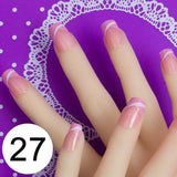 JQ 24pcs Full Cover Fake Nail Art Design With Nail Adhesive Glue Tab 10 Sizes Acrylic Press On Nail Tips False Nail Faux Ongles