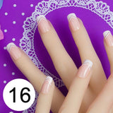 JQ 24pcs Full Cover Fake Nail Art Design With Nail Adhesive Glue Tab 10 Sizes Acrylic Press On Nail Tips False Nail Faux Ongles