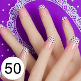 JQ 24pcs Full Cover Fake Nail Art Design With Nail Adhesive Glue Tab 10 Sizes Acrylic Press On Nail Tips False Nail Faux Ongles