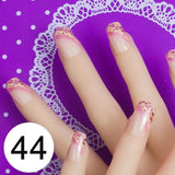 JQ 24pcs Full Cover Fake Nail Art Design With Nail Adhesive Glue Tab 10 Sizes Acrylic Press On Nail Tips False Nail Faux Ongles